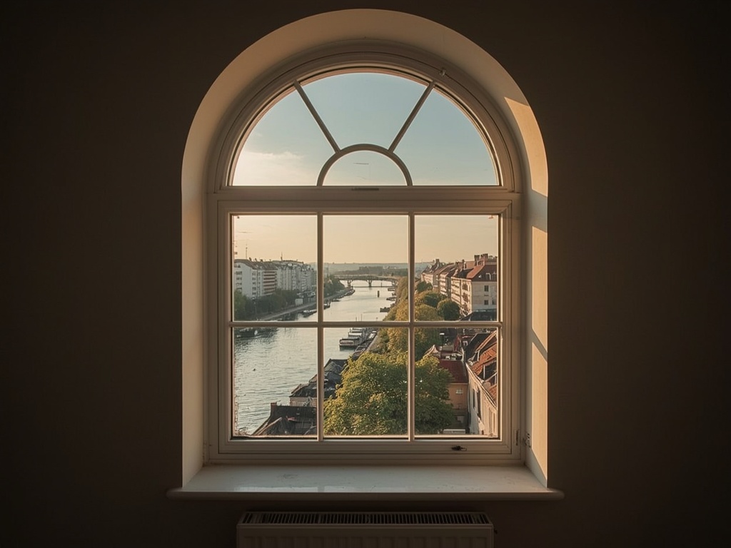 uitzicht vanuit woonkamer in Geleen door wit kunststof kozijn op tuin en omliggende huizen