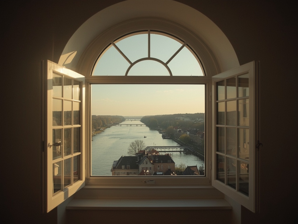 uitzicht vanuit woning in Simpelveld door wit kunststof bogenkozijn op groen Heuvelland
