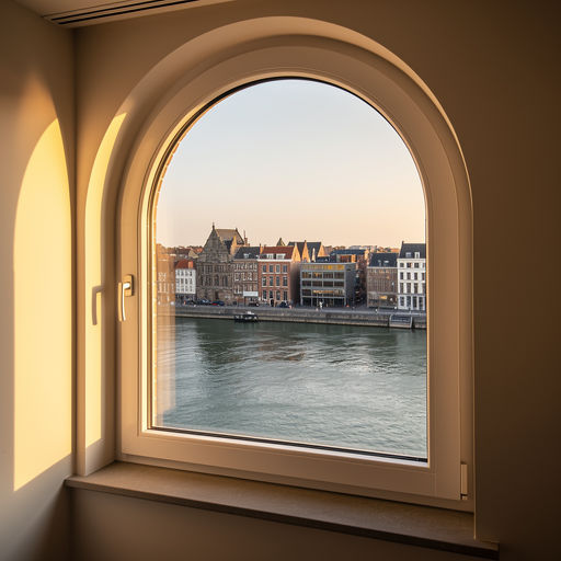uitzicht vanuit Gulpen woning door wit kunststof kozijn op het heuvellandschap