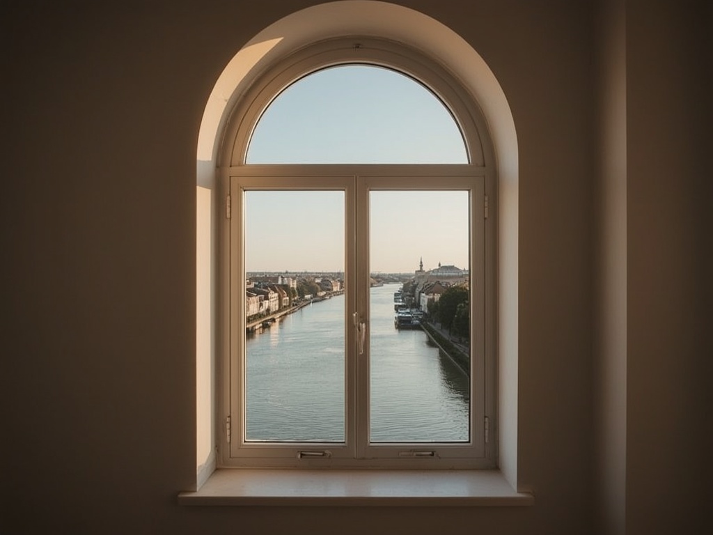 uitzicht vanuit woonkamer in Born door wit kunststof draaikiepkozijn op tuin en omliggende woningen